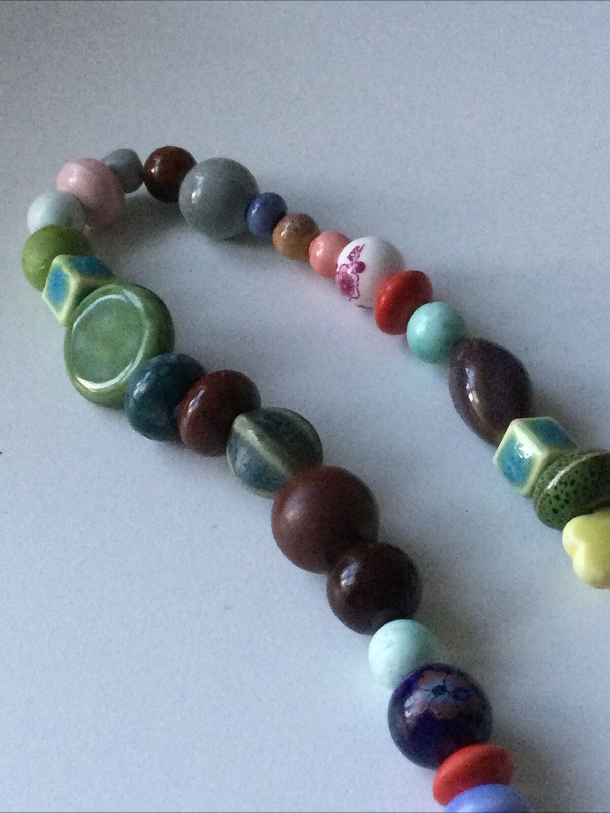 Unusual Mulicoloured Bead Necklace. Short. Different Style Beads. Quirky