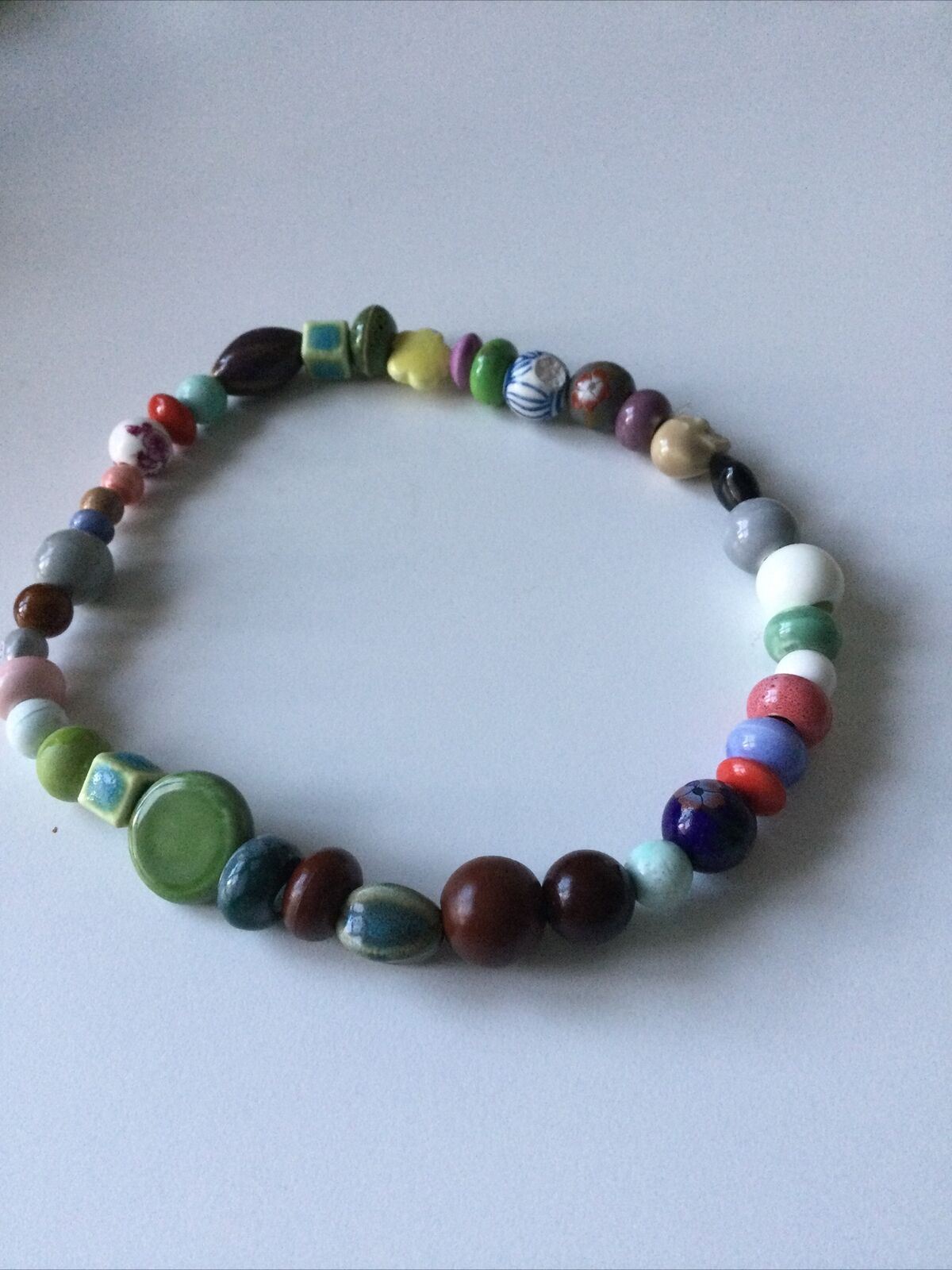 Unusual Mulicoloured Bead Necklace. Short. Different Style Beads. Quirky