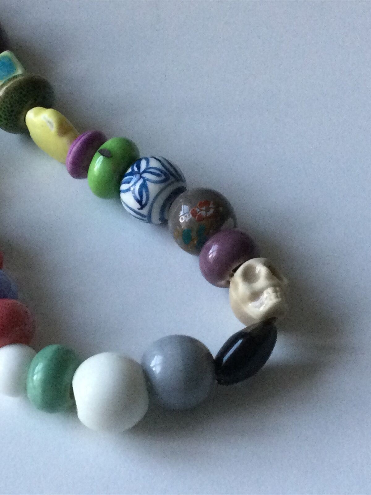 Unusual Mulicoloured Bead Necklace. Short. Different Style Beads. Quirky