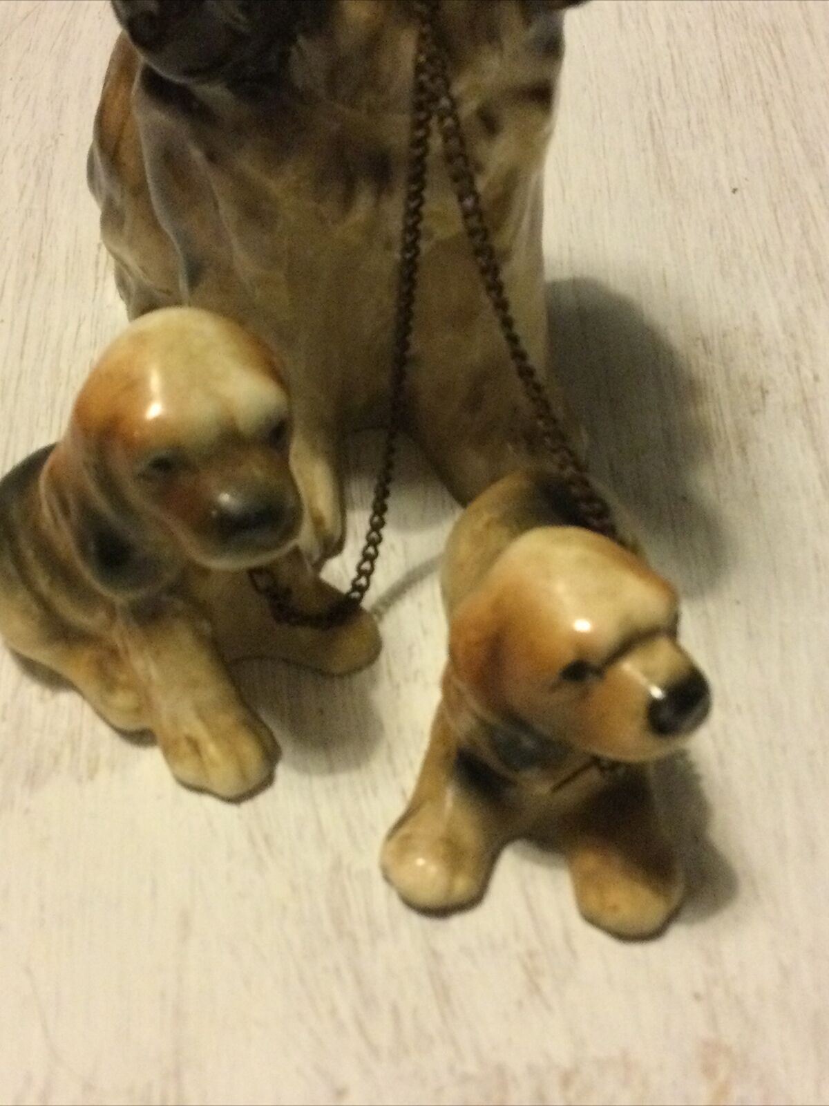 Spaniel Dog & Puppies On Lead Ornament / Figurine. Dog Lovers Gift. Approx.13 cm High