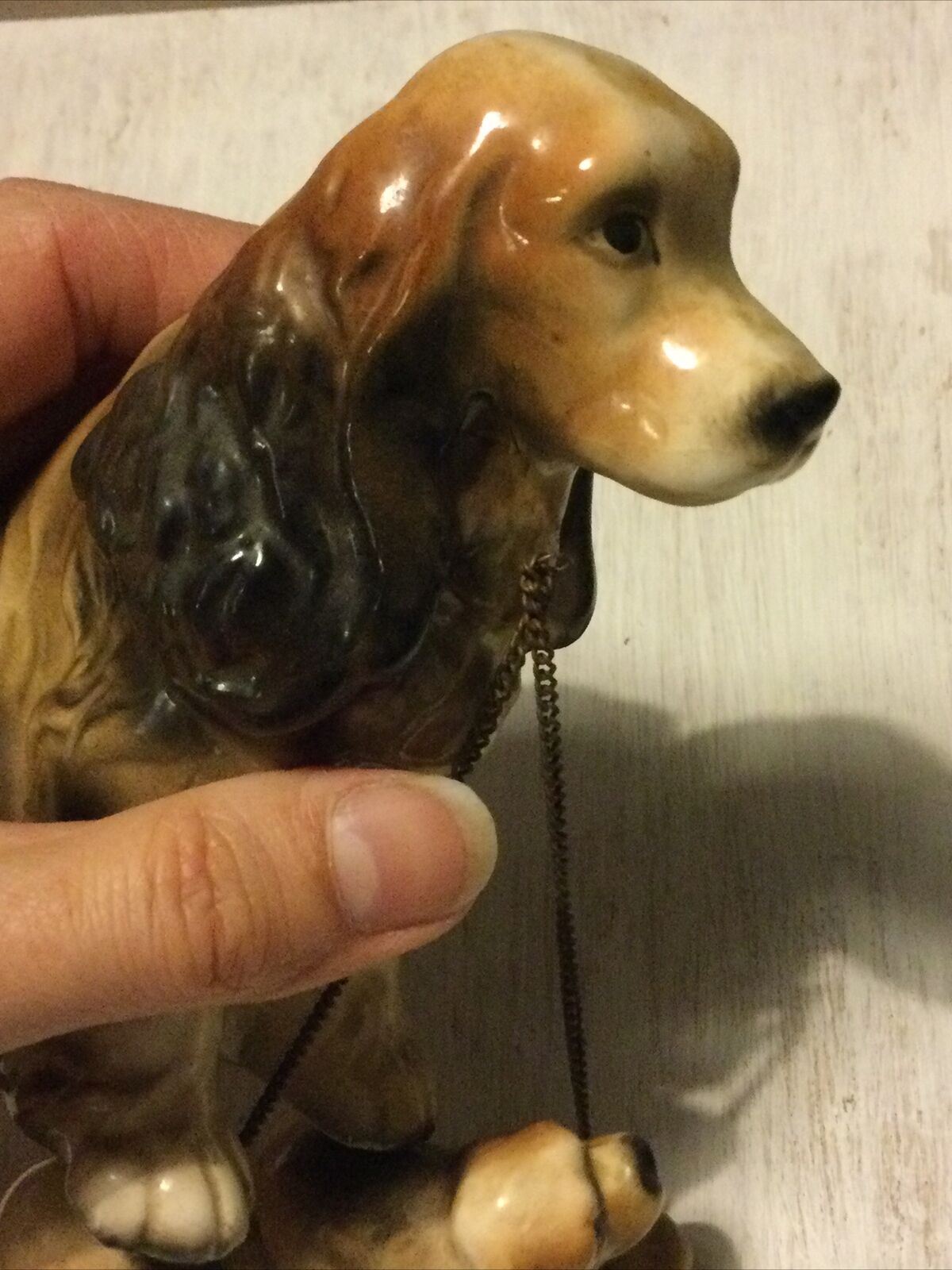 Spaniel Dog & Puppies On Lead Ornament / Figurine. Dog Lovers Gift. Approx.13 cm High