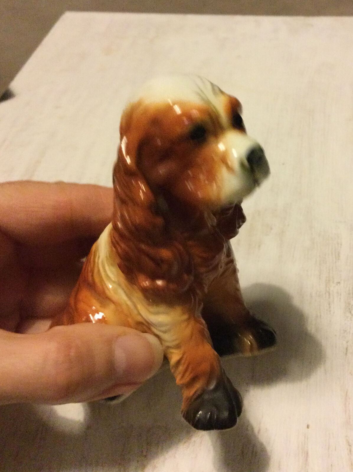 Beautiful Spaniel Dog Ornament Figurine Dog Lovers Gift Approx 9.5 Cm. Brown and white.