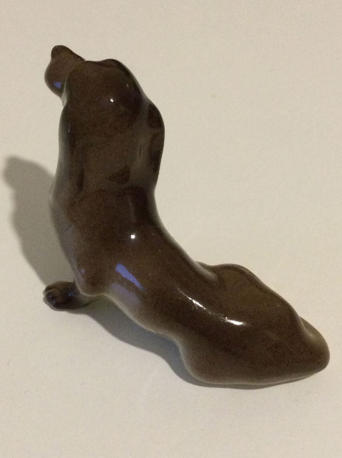 Vintage USSR Dog Figurine. Dachshund. Sausage Dog Sitting. Miniature Ornament. 3.5cm.