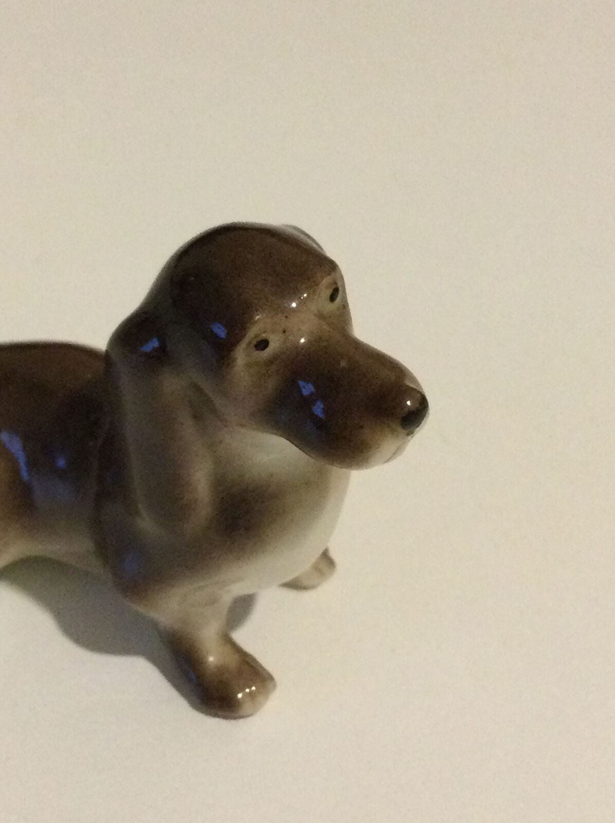 Vintage USSR Dog Figurine. Dachshund. Sausage Dog Sitting. Miniature Ornament. 3.5cm.