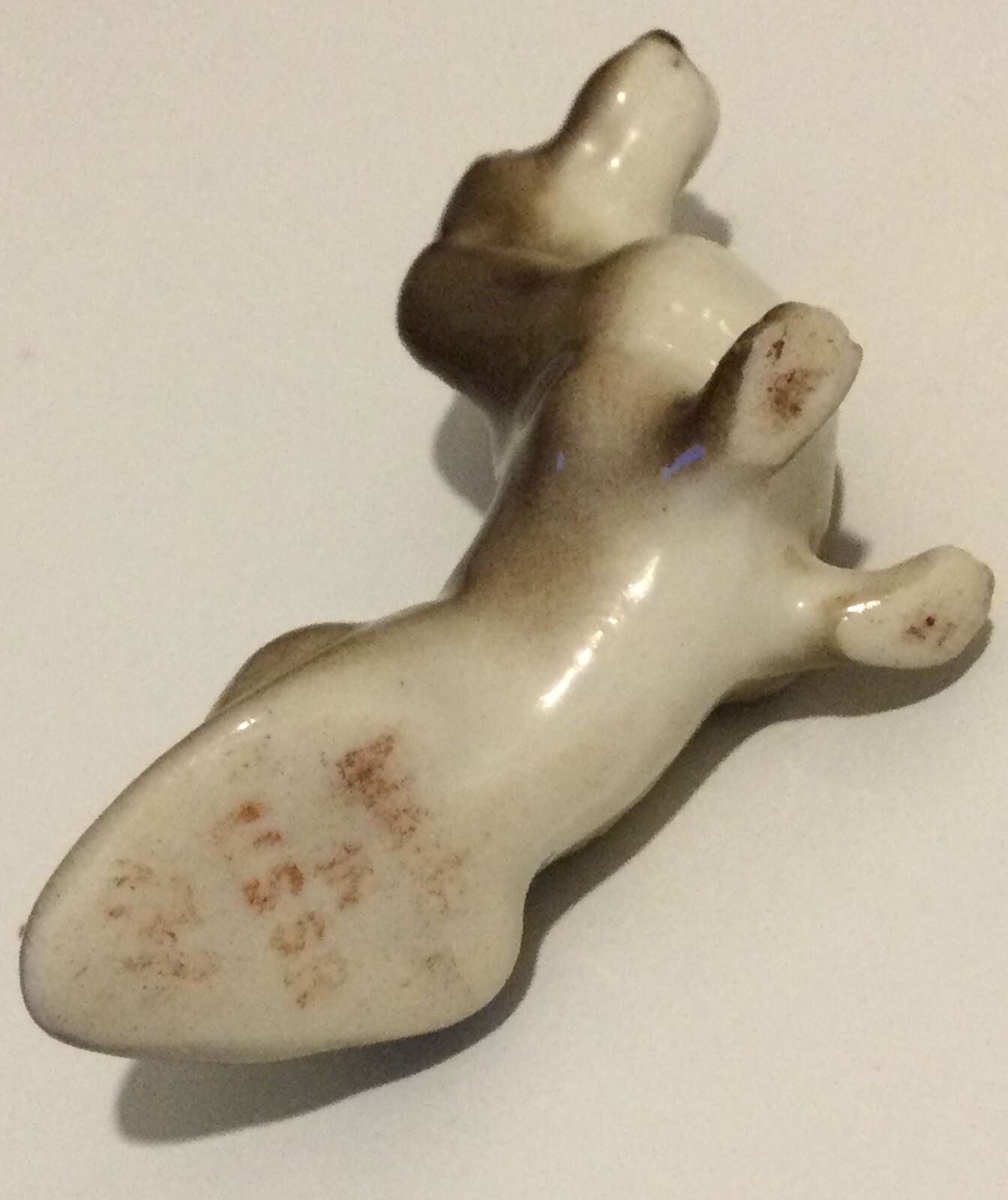 Vintage USSR Dog Figurine. Dachshund. Sausage Dog Sitting. Miniature Ornament. 3.5cm.