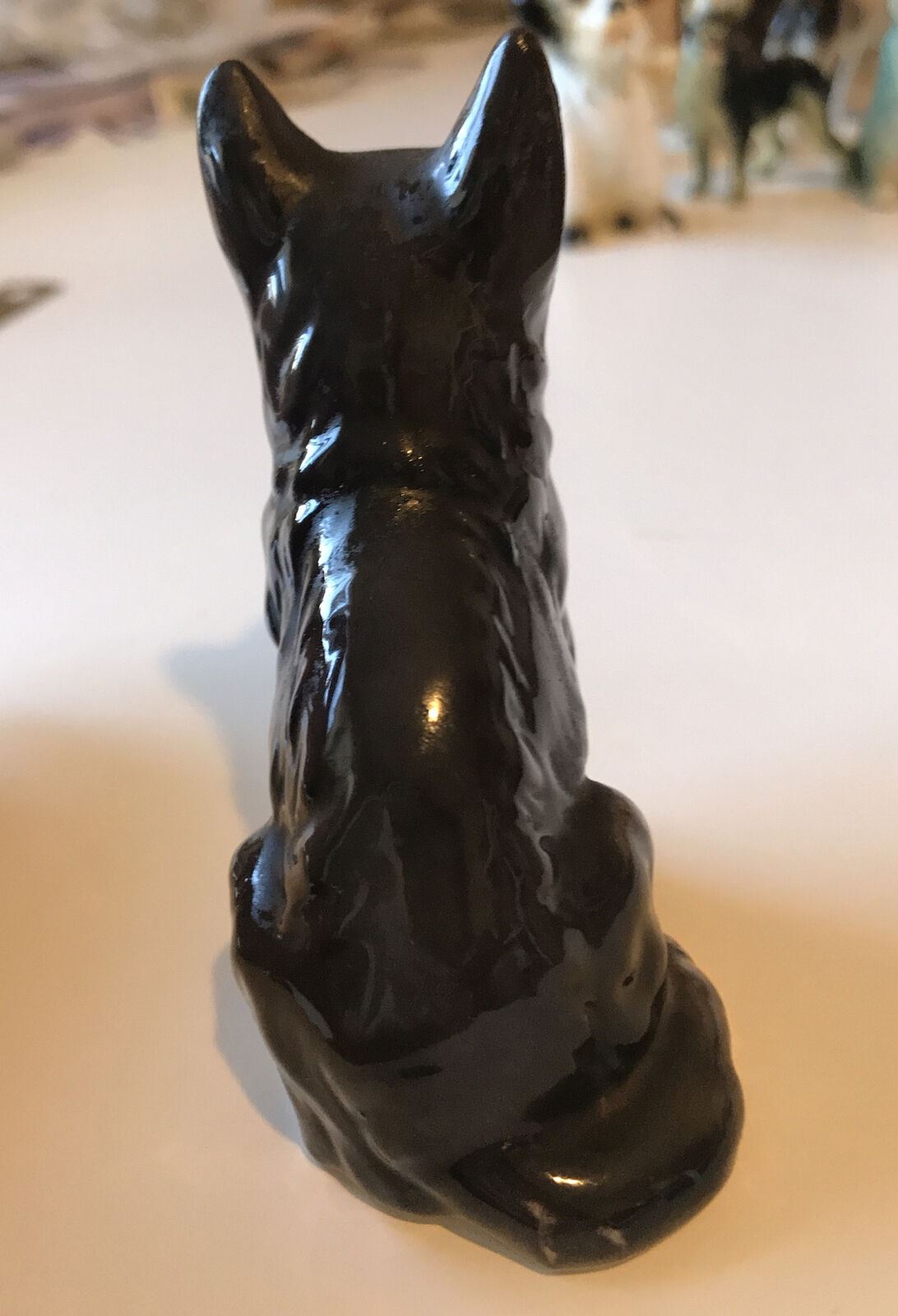 German Shepherd Puppy? Dog Ornament Figurine. Sitting. Retro
