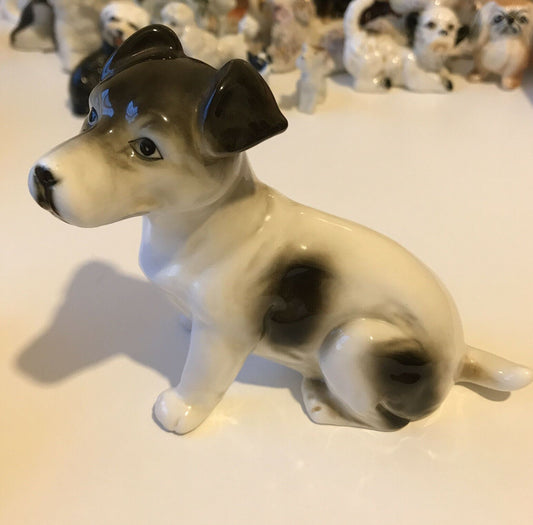 Brown And White Puppy Dog Ornament. Jack Russell? Sitting. Approx 11cm High