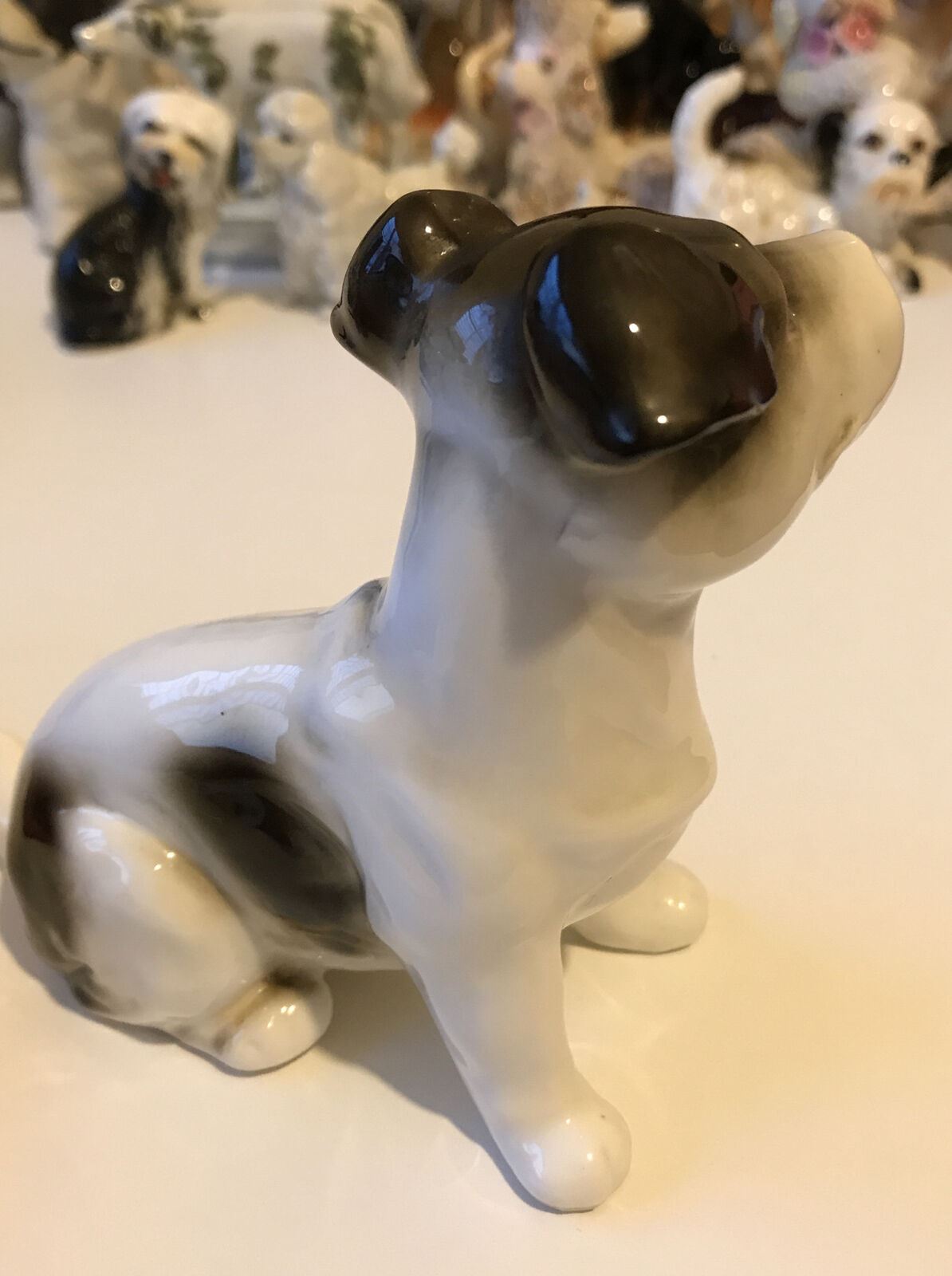 Brown And White Puppy Dog Ornament. Jack Russell? Sitting. Approx 11cm High