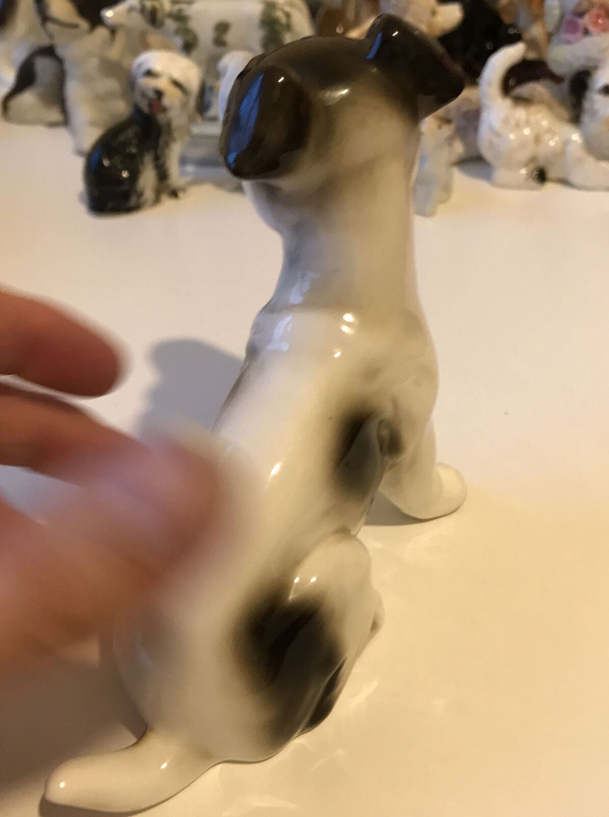Brown And White Puppy Dog Ornament. Jack Russell? Sitting. Approx 11cm High