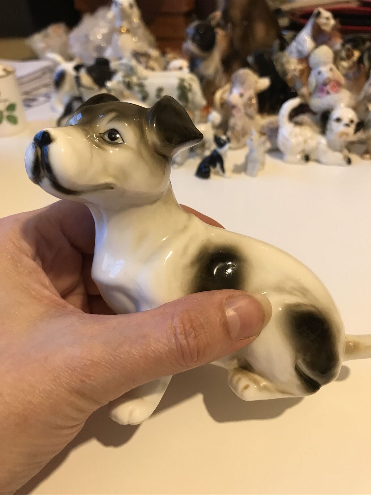 Brown And White Puppy Dog Ornament. Jack Russell? Sitting. Approx 11cm High