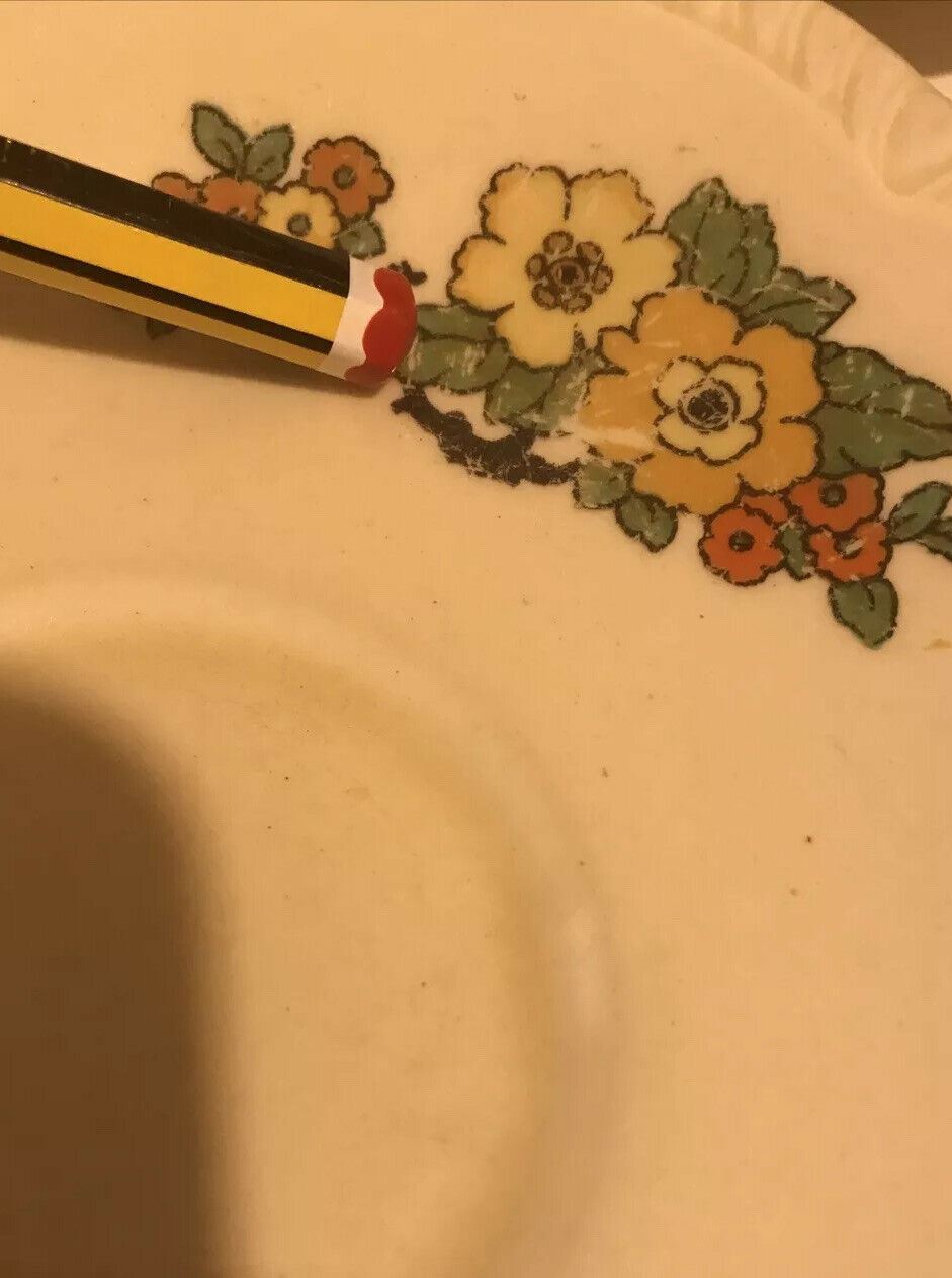 Vintage Royal Stafford Art Deco Trio. Cup Saucer and Plate. Floral Cheerful. 1930s. Cream Orange Black