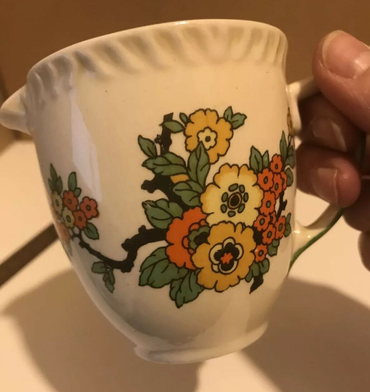 Vintage Art Deco Small Jug Creamer Milk Floral Cheerful Royal Stafford 1930s
