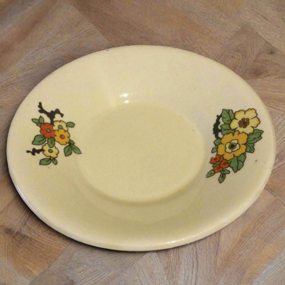 Vintage Art Deco Small Saucer. Good Soap Dish. Floral Cheerful Staffordshire Pottery 1930s