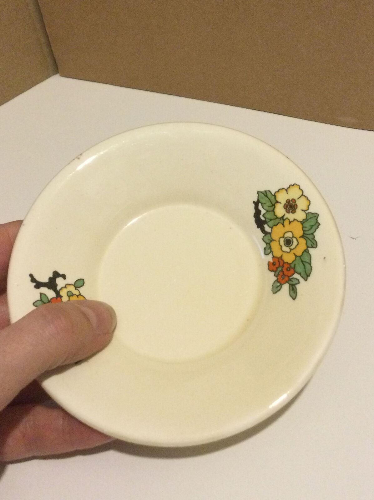 Vintage Art Deco Small Saucer. Good Soap Dish. Floral Cheerful Staffordshire Pottery 1930s