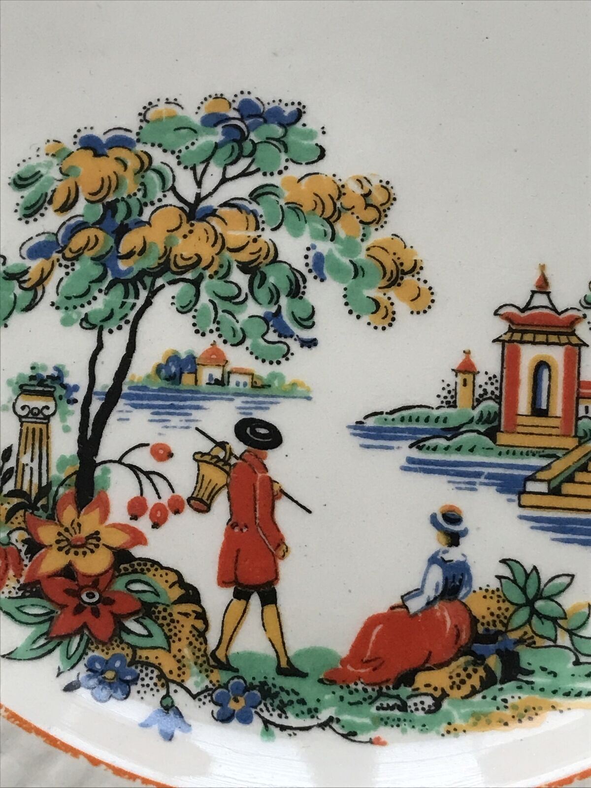 Set Of 6 X Tea Plates - Swinnertons Hampton - Vintage 30s/40s Art Deco - Chinese Scene