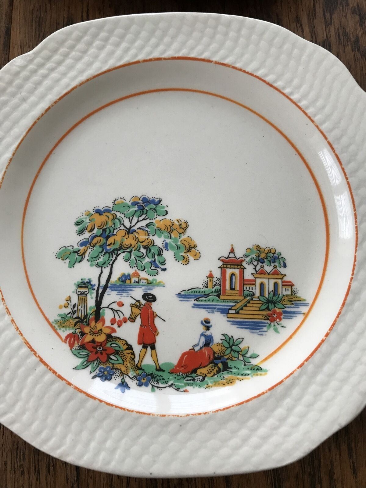 Set Of 6 X Tea Plates - Swinnertons Hampton - Vintage 30s/40s Art Deco - Chinese Scene