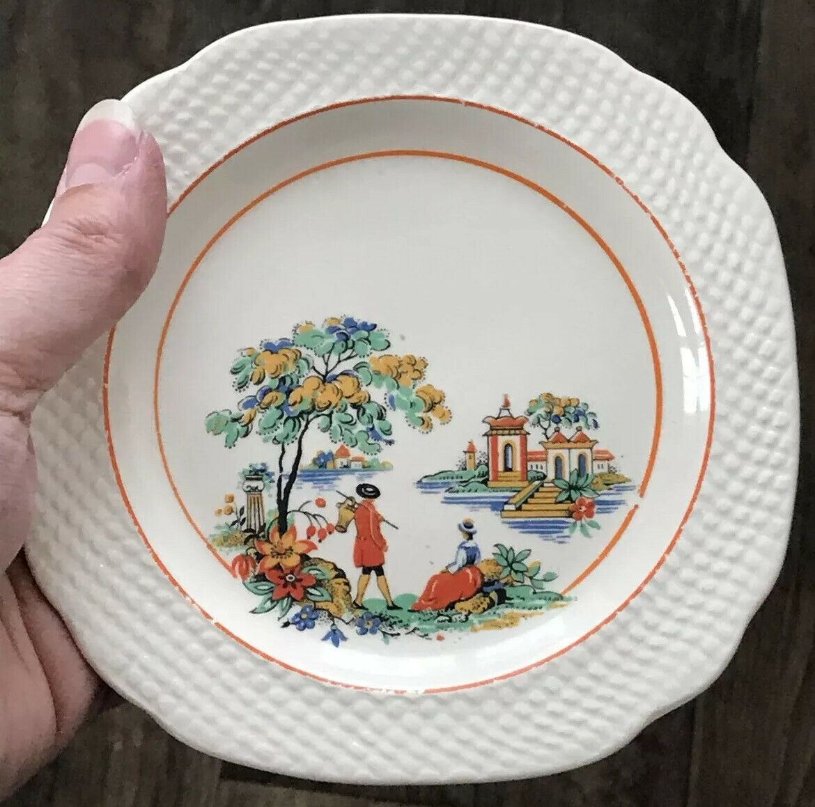 Set Of 6 X Tea Plates - Swinnertons Hampton - Vintage 30s/40s Art Deco - Chinese Scene
