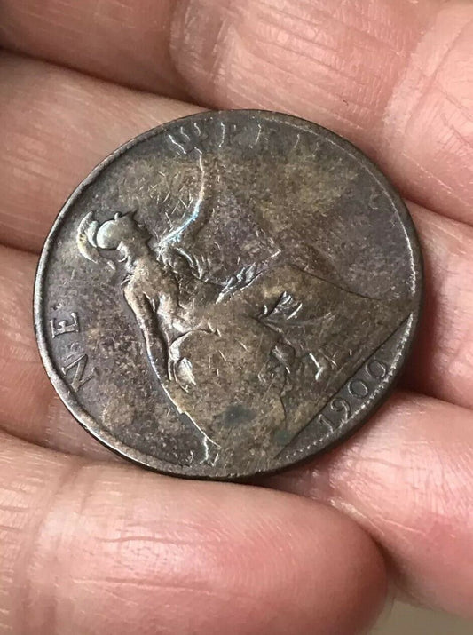 Victoria One Penny Coin 1900.  Quite Worn