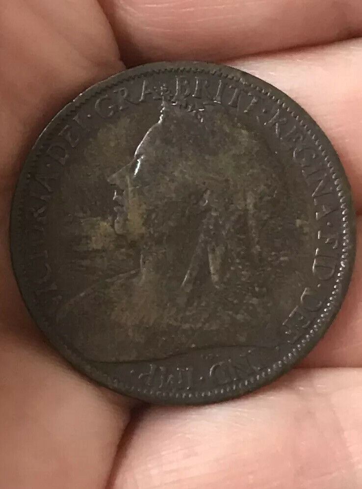 Victoria One Penny Coin 1900. Quite Worn