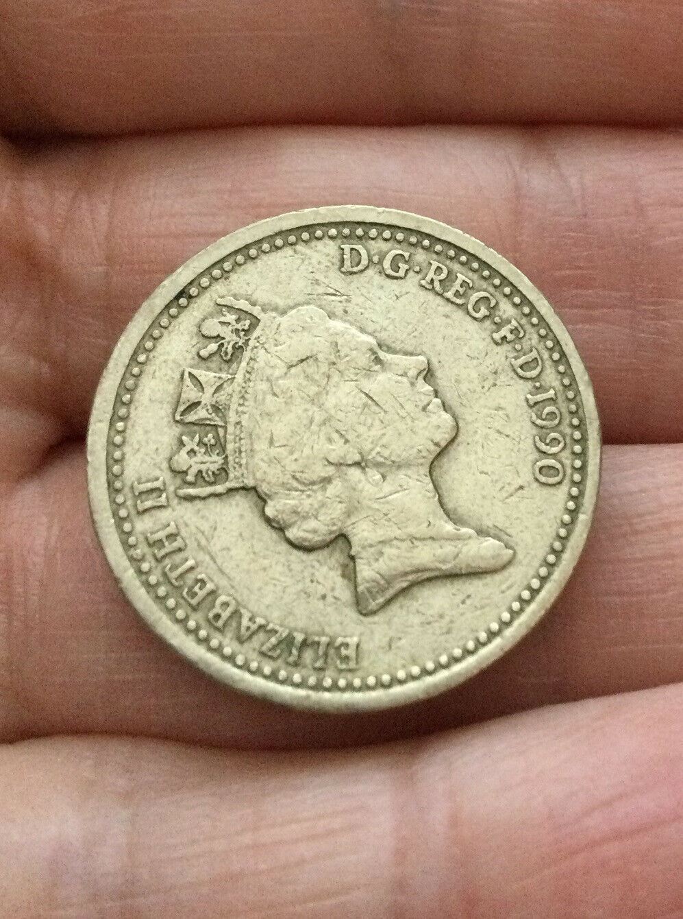 1990 UK ROYAL MINT - WALES; LEEK & DIADEM ONE POUND COIN £1 circulated