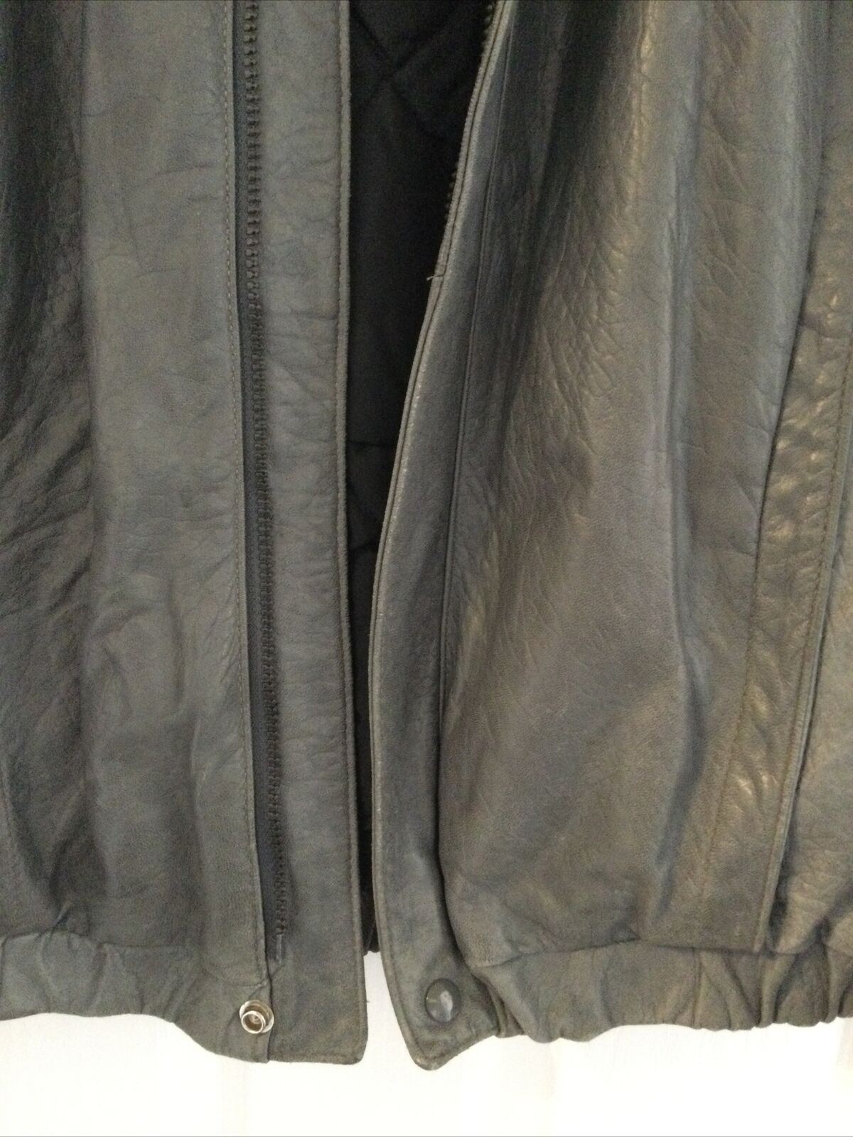 Men's Large Grey Leather Jacket SEARS Vintage 90s ? Blouson Style.