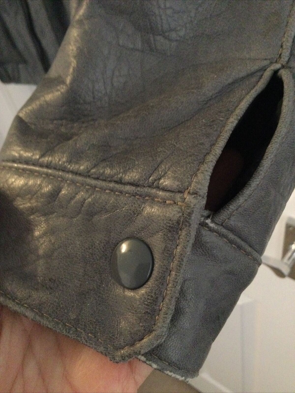 Men's Large Grey Leather Jacket SEARS Vintage 90s ? Blouson Style.