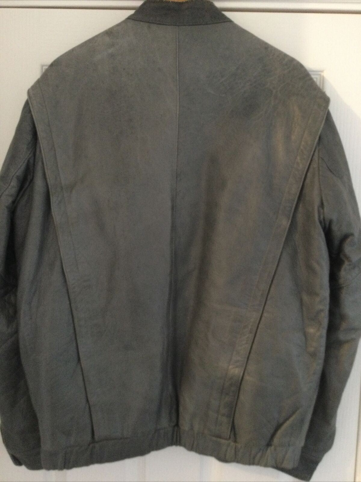 Men's Large Grey Leather Jacket SEARS Vintage 90s ? Blouson Style.