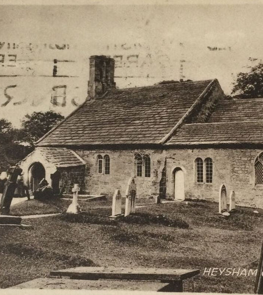 Vintage 1948 Photograph Postcard - ENGLAND - Heysham Church 1940s Sepia. 2d George Stamp.