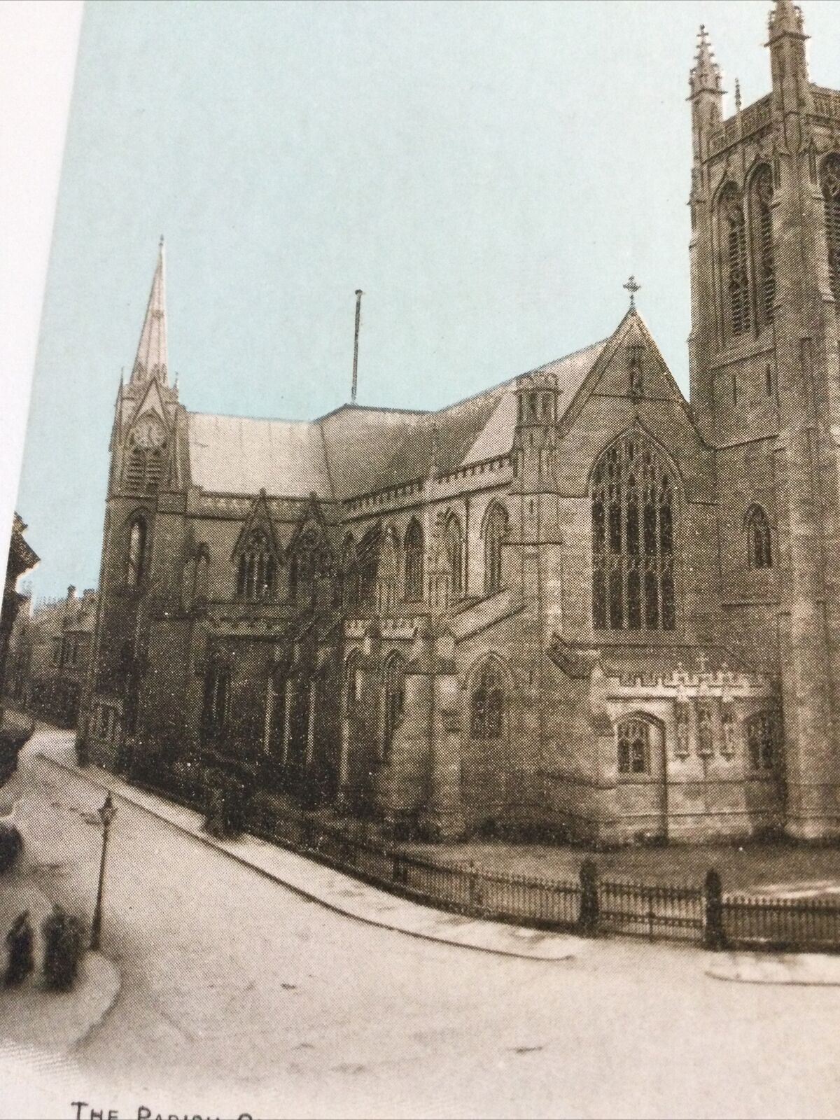 Vintage Postcard - ENGLAND - The Parish Church, Leamington Spa. Sepia Print With Blue Sky