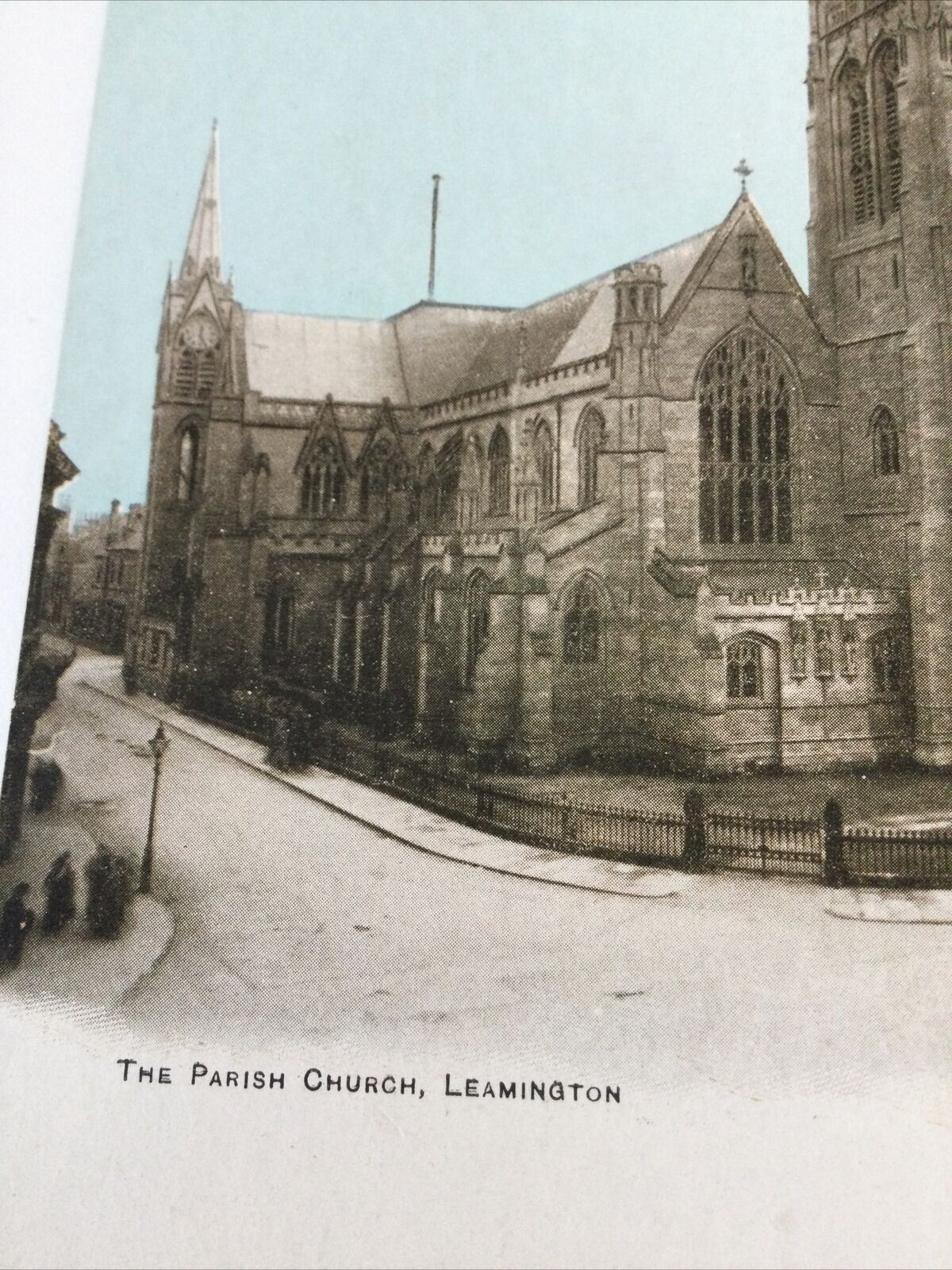 Vintage Postcard - ENGLAND - The Parish Church, Leamington Spa. Sepia Print With Blue Sky