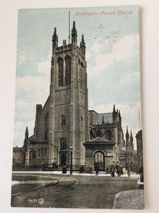 Vintage Postcard - Colour Print With Sepia - Leamington Parish Church - Valentines - Unposted
