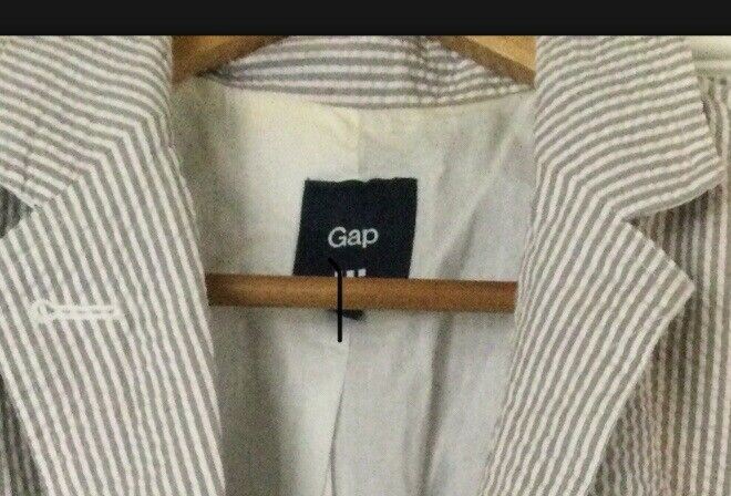 Gap Jacket / Blazer - Size 8 - Brown White Stripes - Lightweight Seersucker Fabric - Boating look