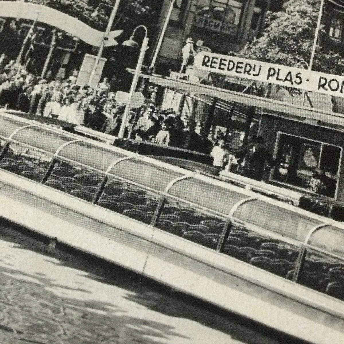 Vintage Postcard - NETHERLANDS - Reederij Plas - Amsterdam - Boat Tour - Canals - Black and white