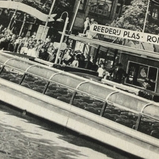 Vintage Postcard - NETHERLANDS - Reederij Plas - Amsterdam - Boat Tour - Canals - Black and white