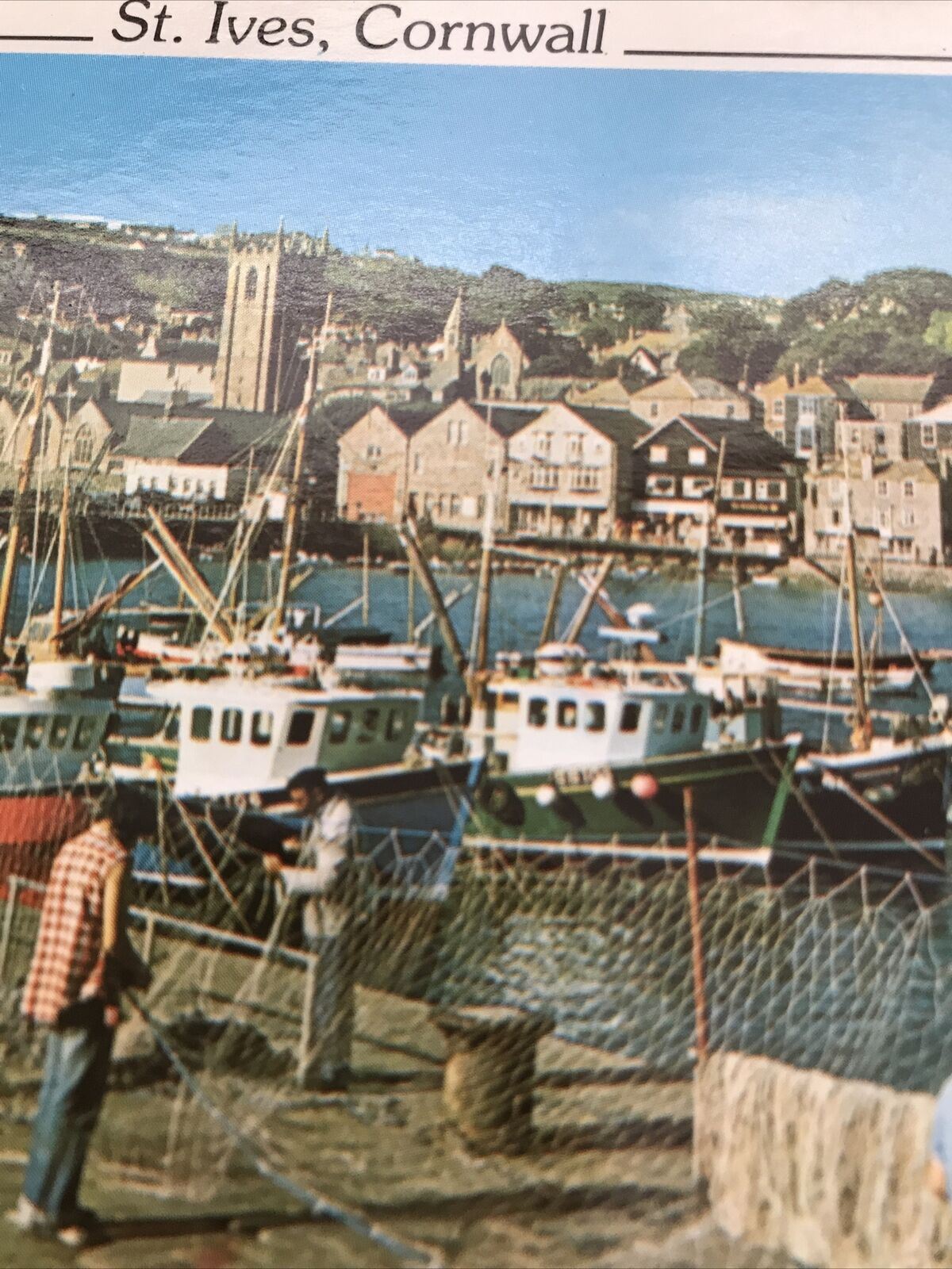 Postcard St Ives Cornwall Harbour Fishing Boats Town Murray King