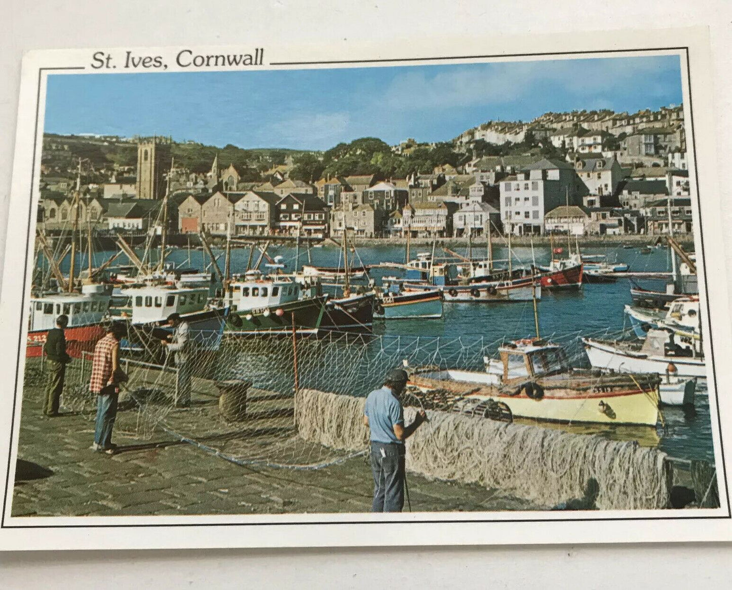 Postcard St Ives Cornwall Harbour Fishing Boats Town Murray King