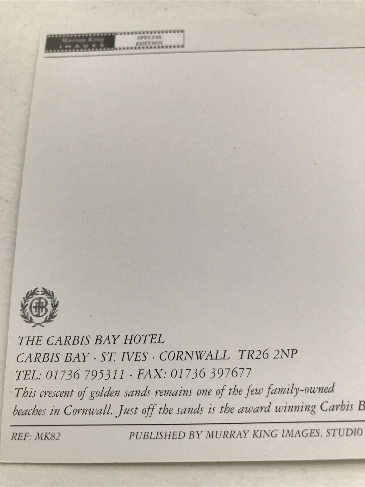 Postcard Carbis Bay Hotel & Beach St Ives Cornwall Sea Beach Hills Cliffs