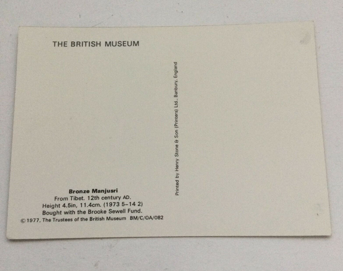 Art Postcard. British Museum. Bronze Manjusri Statue. Tibet. 12th Century.