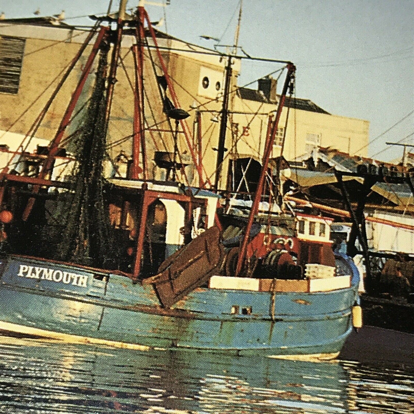 Postcard Plymouth Devon Harbour Fishing Boats At Rest Waterside Town Unposted