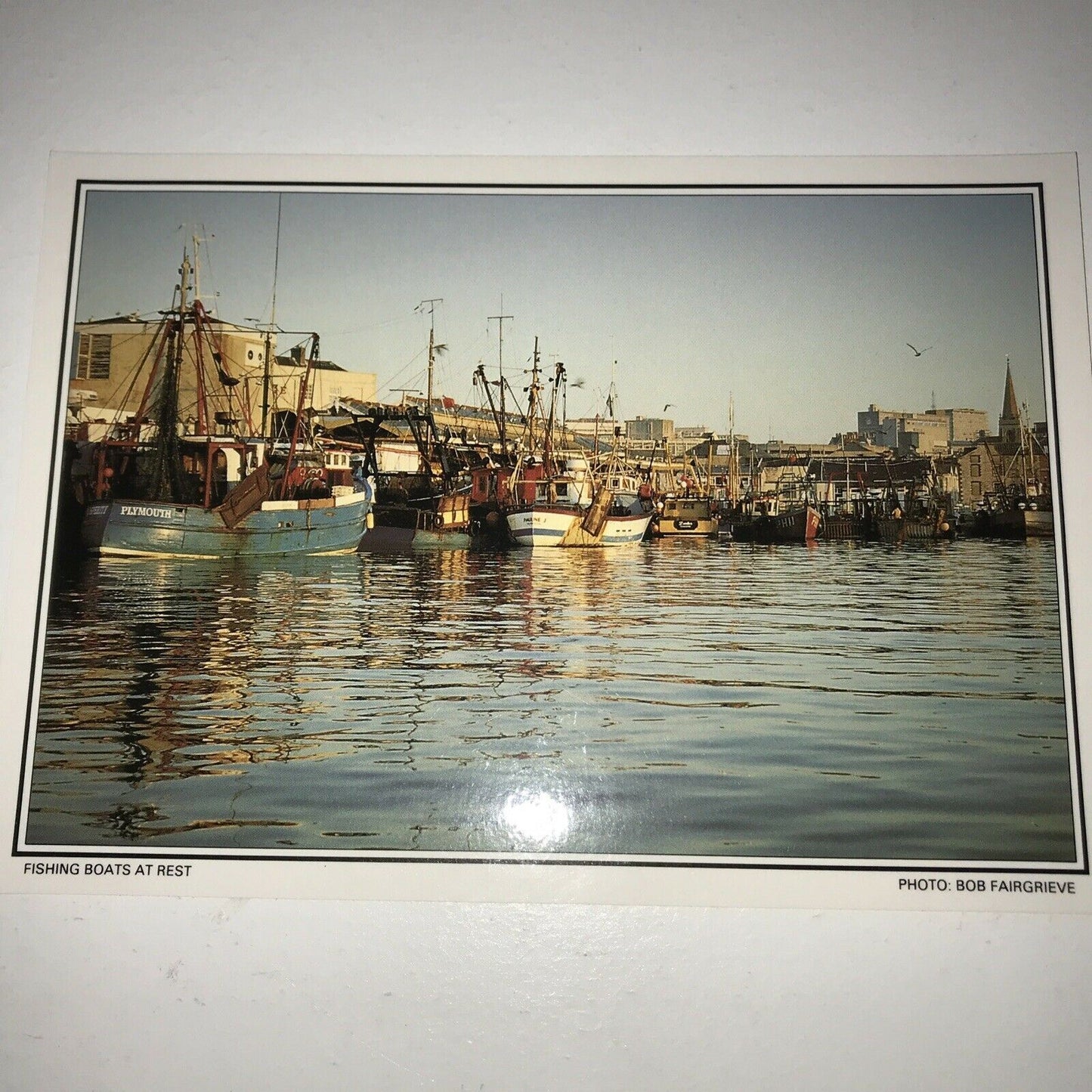Postcard Plymouth Devon Harbour Fishing Boats At Rest Waterside Town Unposted