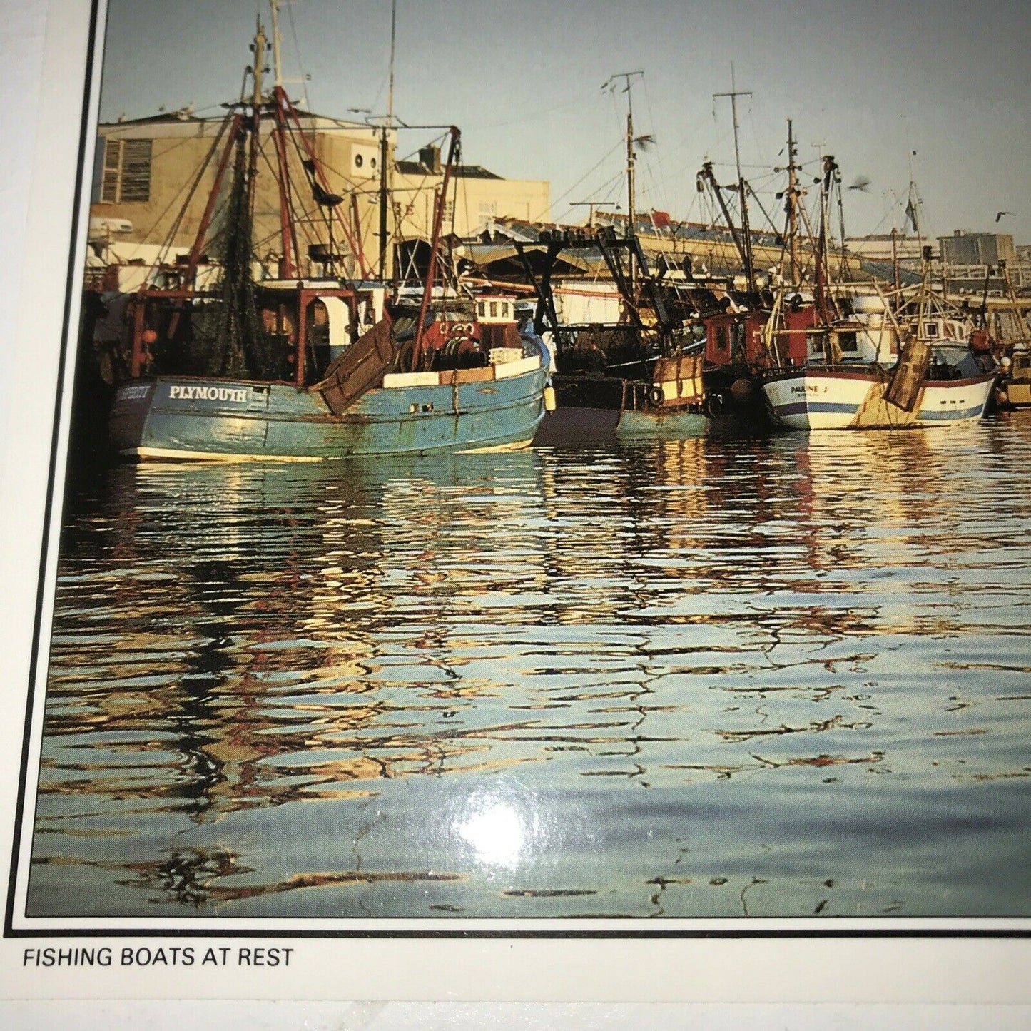 Postcard Plymouth Devon Harbour Fishing Boats At Rest Waterside Town Unposted