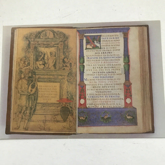 Art Postcard V&A Museum Petrach’s Canzoniere For Cardinal Francesco Gonzaga