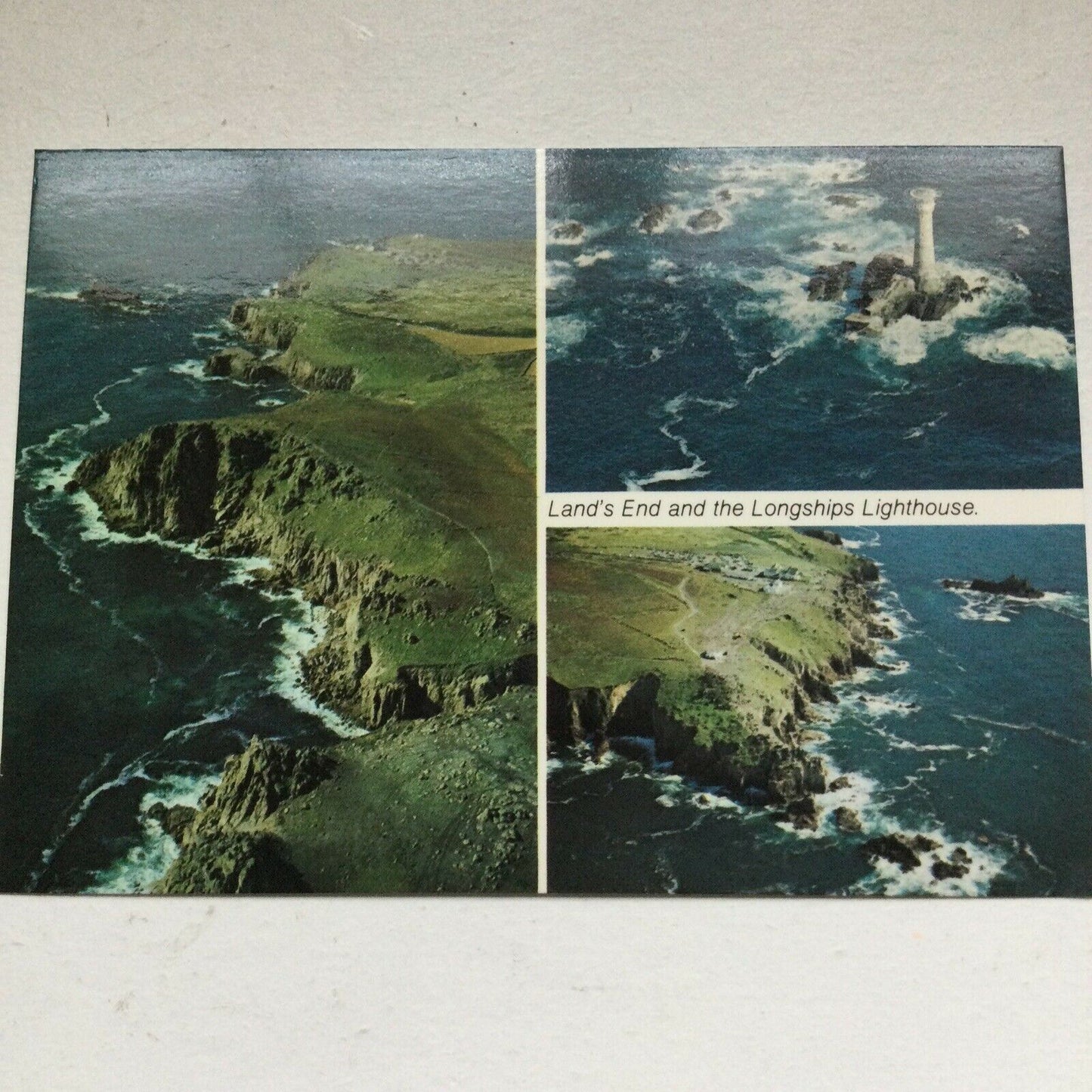 Postcard Cornwall Lands End Longships Lighthouse Sea Cliffs Working Lighthouse