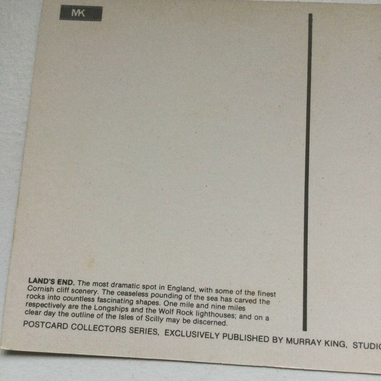 Postcard Cornwall Lands End Cliffs Rocks Sea Seascape Crashing Waves Murray King