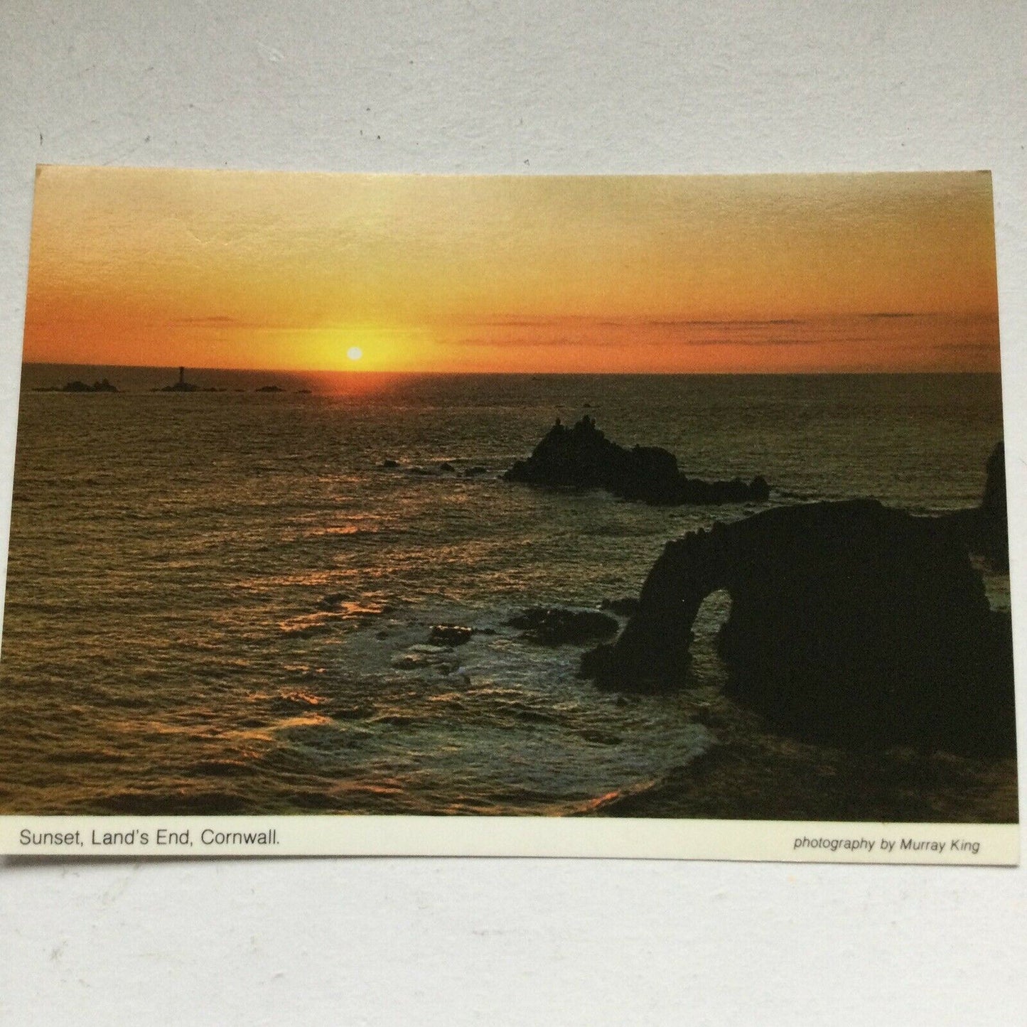 Postcard Cornwall Lands End Cliffs Rocks Sea Seascape Sunset Murray King