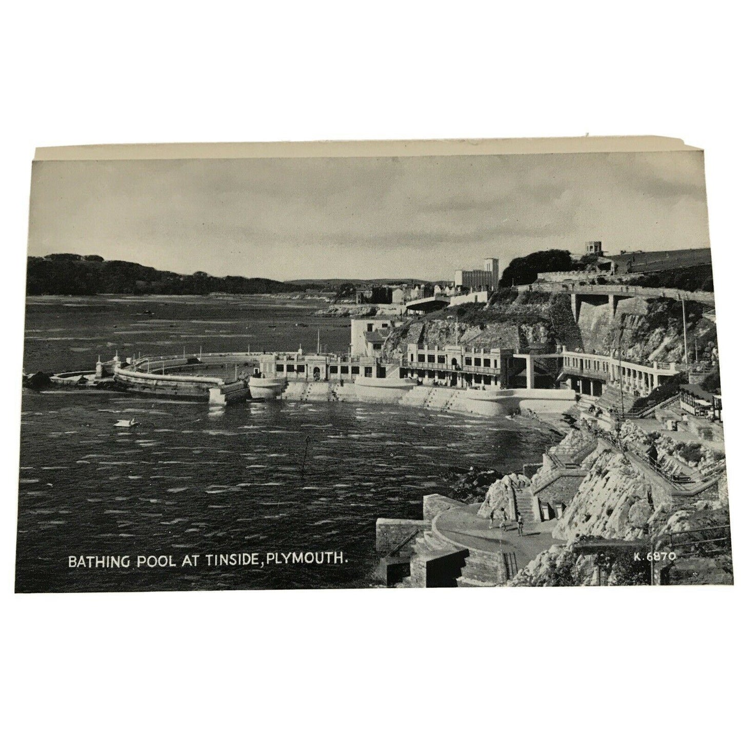Vintage Postcard Silveresque Plymouth Bathing Pool At Tinside Black And White