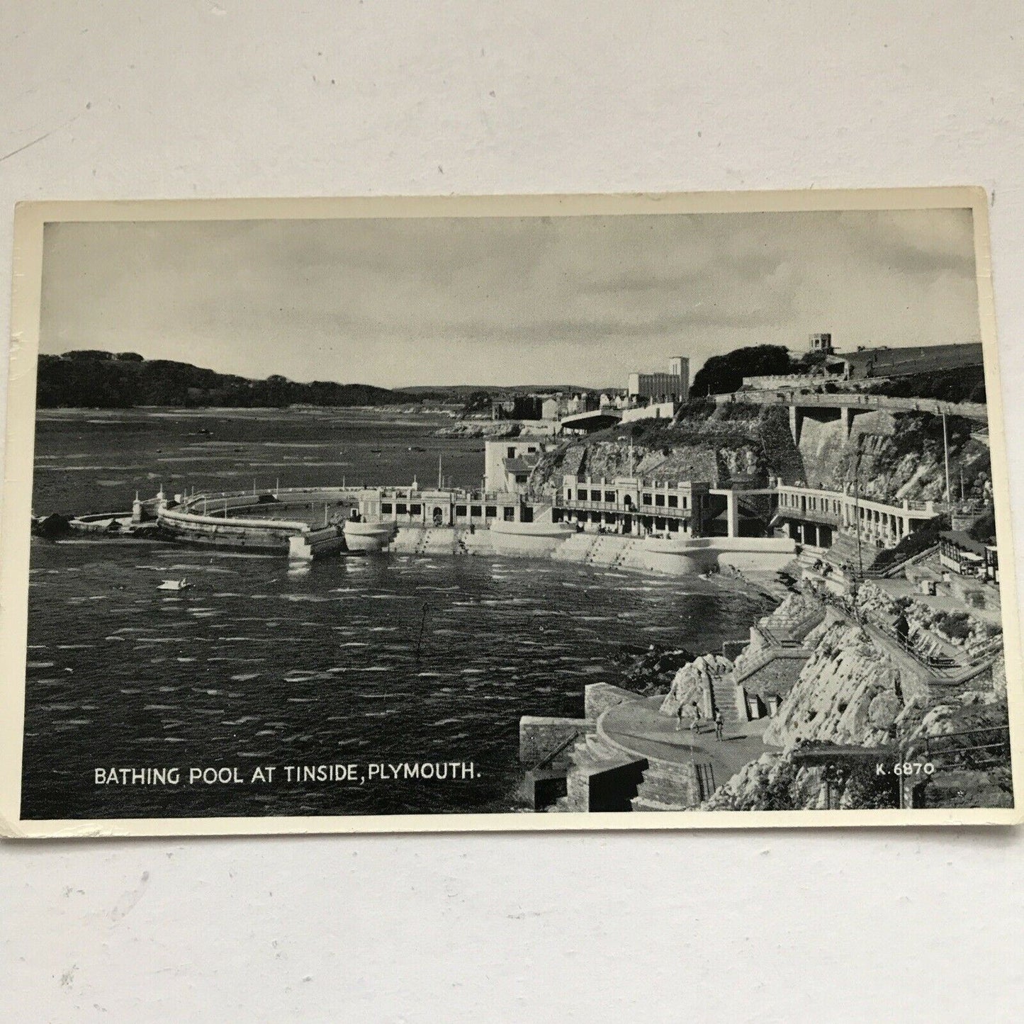 Vintage Postcard Silveresque Plymouth Bathing Pool At Tinside Black And White