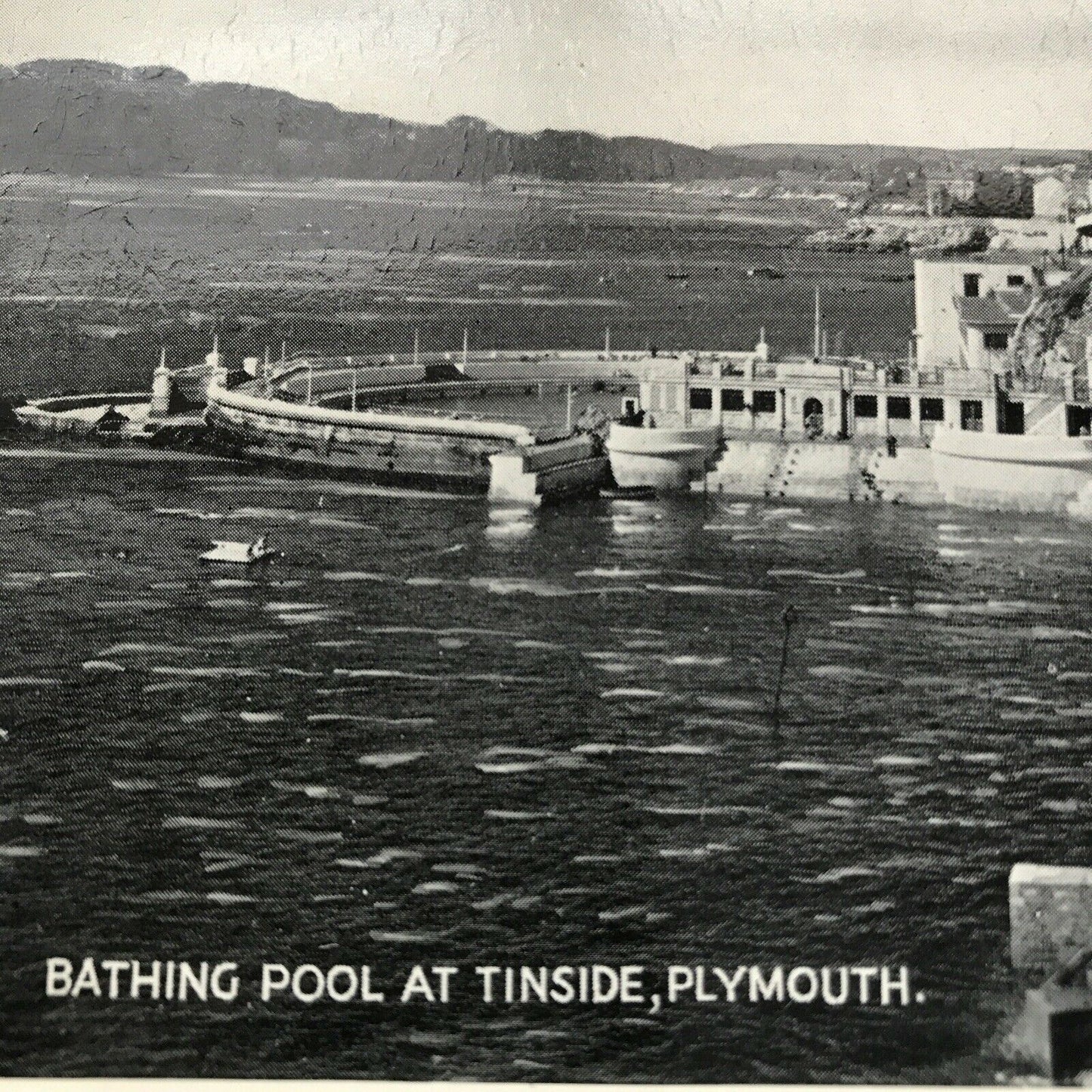 Vintage Postcard Silveresque Plymouth Bathing Pool At Tinside Black And White