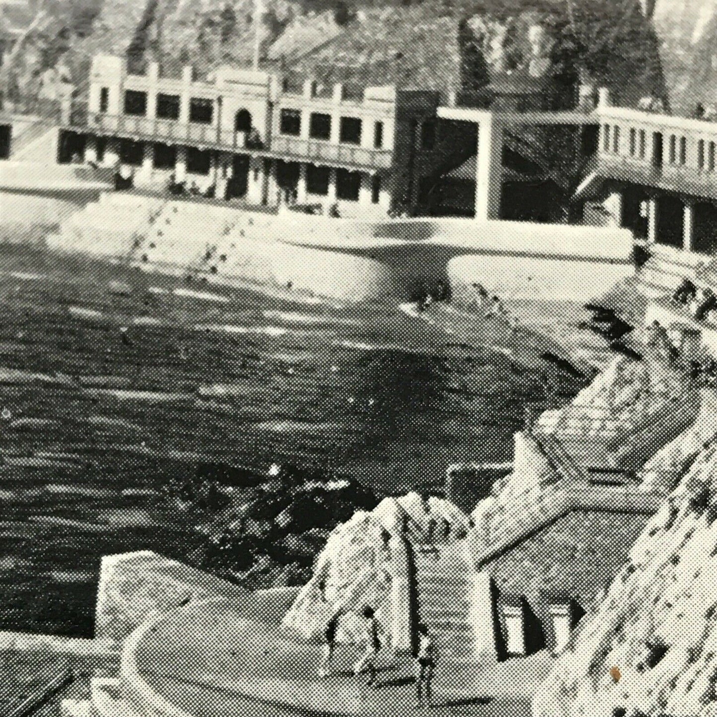 Vintage Postcard Silveresque Plymouth Bathing Pool At Tinside Black And White