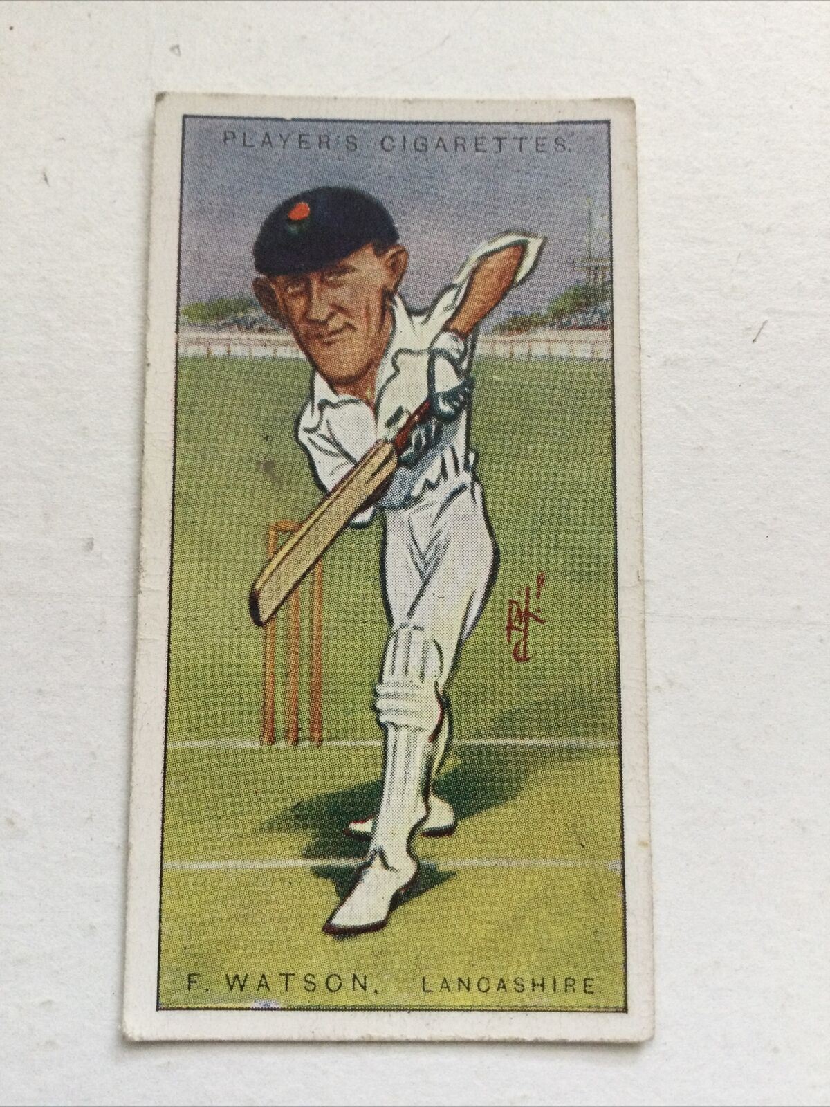 Vintage Players Cigarettes Card Cricketers Caricatures By RIP F Watson 49 Lancas